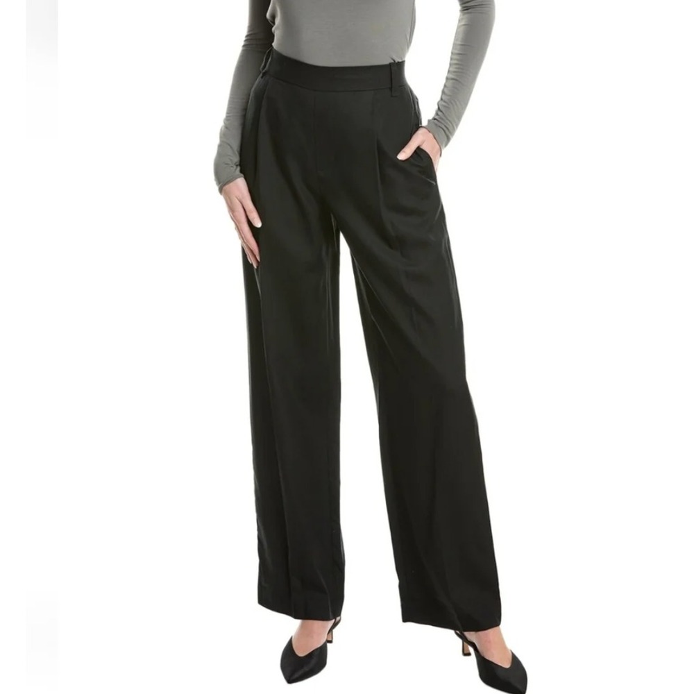 Vince Linen Blend High Waist Straight Leg Pull On Pants Black Size XS V963722291